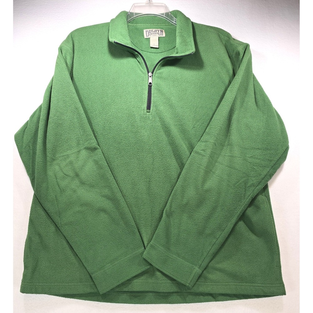 Duluth Trading Co Mens Green Fleece Quarter Zip Pullover Sweater Large